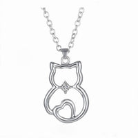 New Lovely Cat Theme Crystal Pendant Necklaces For Women and Girls